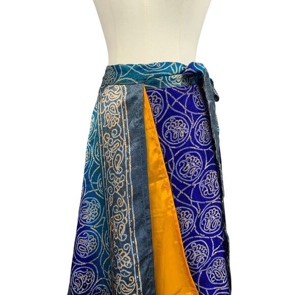 Women’s Mulitcolor Silk Wrap-Up Skirt - Size L - Picture 4 of 5